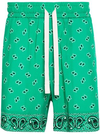 Palm Angels Shorts met paisley-print - Groen