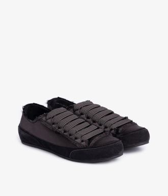 Pedro Garcia Black frayed satin sneaker | Parson | Essentials collection