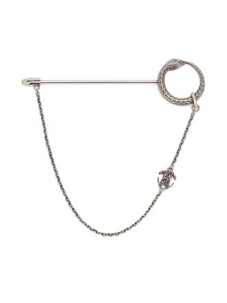 Roberto Cavalli Broche met slangenpatroon - Zilver