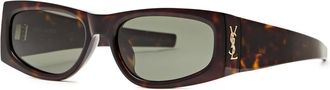 Saint Laurent Rectangle-frame Womens Designer Sunglasses - Havana - Brown Havana - One Size