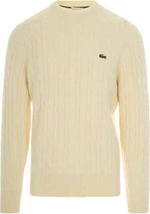 Lacoste Witte Finezza Trui van Wol - Heren - Ronde hals truien - Wit - L - Wol - Truien & Vesten