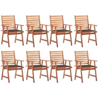 vidaXL Vidaxl - Sillas Comedor De Jard&iacute;n Y Cojines 8 Uds Madera Maciza Acacia