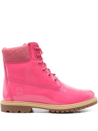 Timberland patent-leather lace-up boots - women - Fabric/Rubber/Patent Calf Leather - 36.5 - Pink