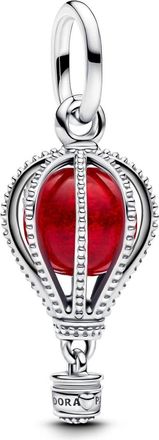Pandora Womens Hot Air Balloon Murano Glass Dangle Charm In Red
