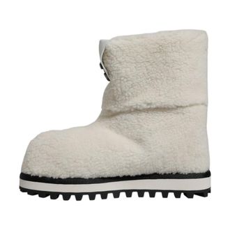 Dolce & Gabbana Schoenen, Heren, Wit, 44 EU, Plush Logo Padded Mid Calf Boots