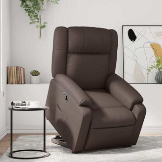 vidaXL Sill&oacute;n Reclinable Elevable Cuero Sint&eacute;tico Marr&oacute;n Vidaxl