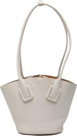 Bottega Veneta White Leather Basket Shoulder Bag Tote Bag (Pre-Owned)