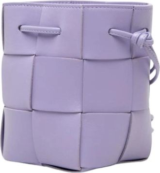 Bottega Veneta Pre-owned Woven Nappa Bucket Bag - Dames - Vintage Tas - Paars - ONE Size - Leer - Vintage