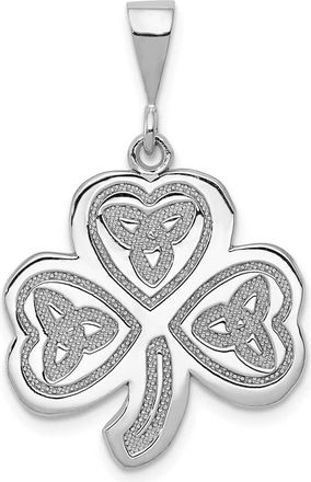 Diamond2Deal 14k White Gold Trinity Clover Pendant