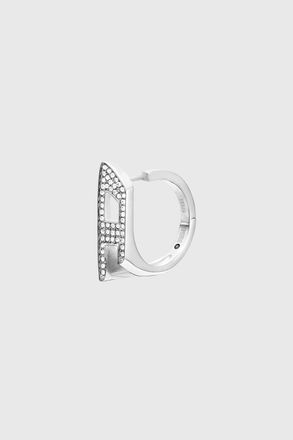 Diesel Stainless steel glitz hoop earring - Earrings - Unisex - Silver