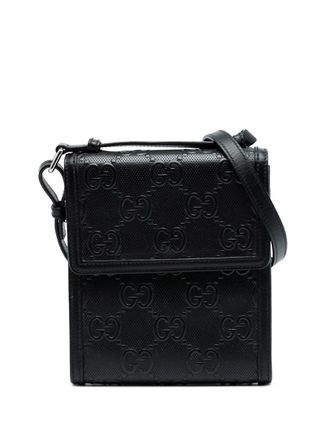 Gucci 2016-2025 GG Embossed Leather Flap crossbody bag - Nero