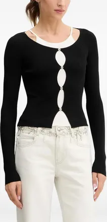 Miss Sixty long-sleeve cut-out cardigan - women - Viscose/Polyamide/Silk - M - Black