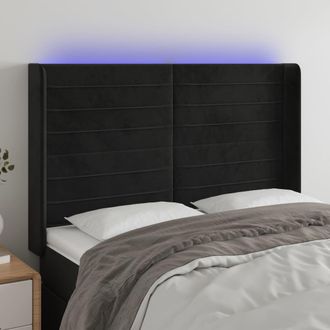 vidaXL Cabecero Con Led De Terciopelo Negro 147x16x118/128 Cm Vidaxl
