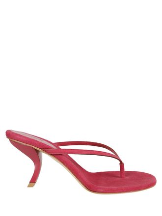 Gia Borghini Red Curved Heel Suede Mules