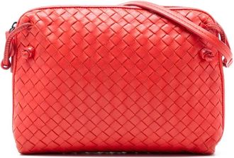Bottega Veneta Pre-owned Cross Body Bags, female, Red, Size: ONE SIZE Pre-owned Woven Leather Crossbody Bag