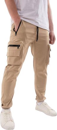 SOULSTAR Soul Star Mens Cargo Combat Pants - Lightweight Trousers with Multiple Pockets for Work and Casual Use, Dark Stone Colour, Size- L