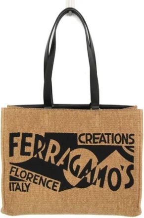 Ferragamo Tweedehands leren handtassen - Dames - Vintage Shopper - Beige - ONE Size - Leer - Vintage
