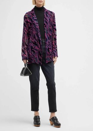 Johnny Was Justine Notched Collar Duster In Purple And Black