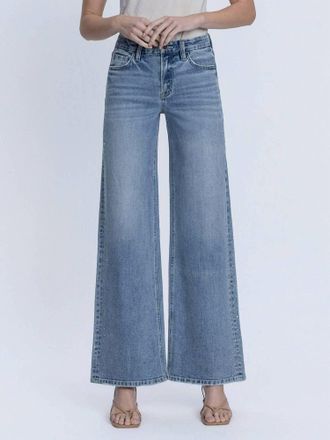 Flying Monkey Hotfix Stone Embellished Wide Leg Jeans In Glow