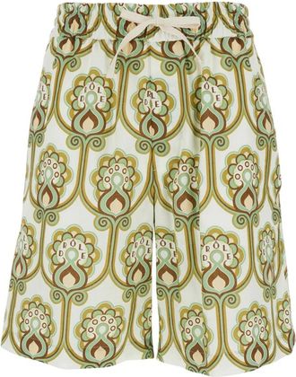 Dr&ocirc;le de Monsieur Print Camp Shorts - Heren - Korte Broeken - Groen - M - Katoen - Korte Broeken