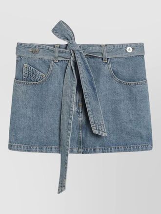 The Attico denim mini skirt with pockets and belt