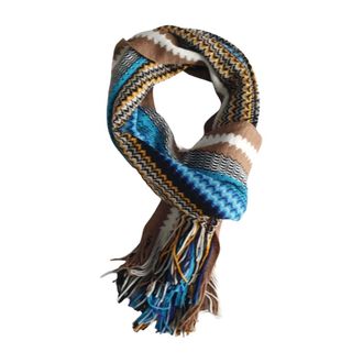 Missoni Winter Scarves, female, Multicolor, ONE SIZE, Blue Geometric Wool Shawl