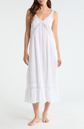 Nordstrom Peached Cotton Lawn Nightgown in White at Nordstrom, Size X-Large