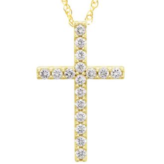 Pompeii3 1/3Ct Diamond Cross Pendant Womens Necklace 18 10k Yellow Gold 21mm Tall