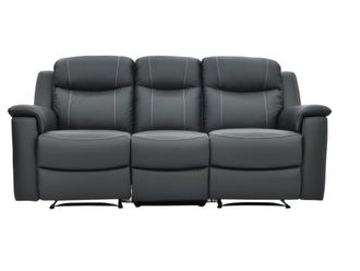 VENTE-UNIQUE.COM Sof&aacute; relax piel 3 plazas gris antracita 205x96cm