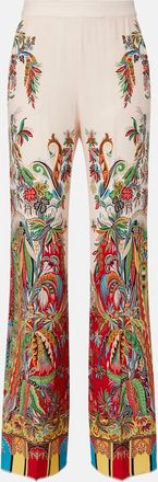Etro Pantaloni palazzo in seta con stampa