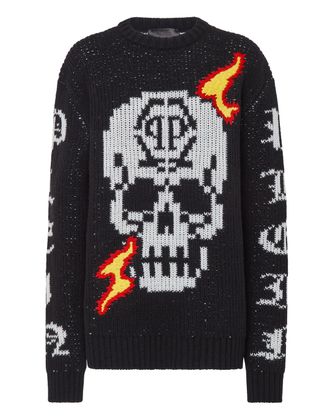 Philipp Plein Round Neck Pullover LS Skull