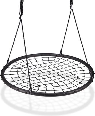 Relaxdays Relaxdays - Columpio Jard&iacute;n Nido De Red Para Ni&ntilde;os Y Adultos, Hasta 150 Kg, Negro, &Oslash; 120 Cm