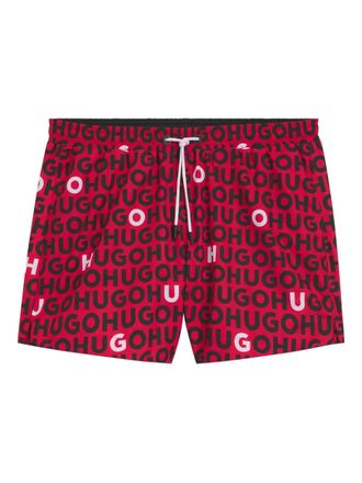 HUGO BOSS logo-print swim shorts - Red
