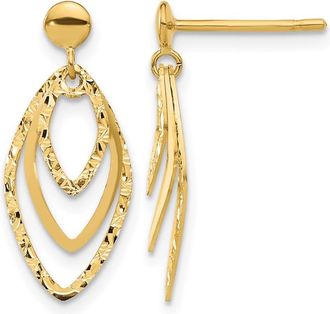 Diamond2Deal 14K Yellow Gold Oval Shape Drop Dangle Earrings