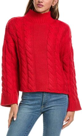 525 america Oversized Chunky Cable Mock Neck Sweater