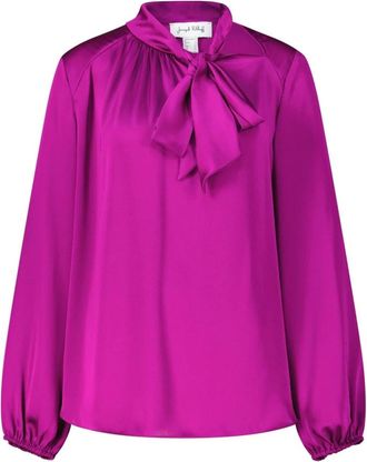 Joseph Ribkoff Satijnen Strik Blouse - Dames - Blouses - Paars - 2XL - Satijn - Overhemden