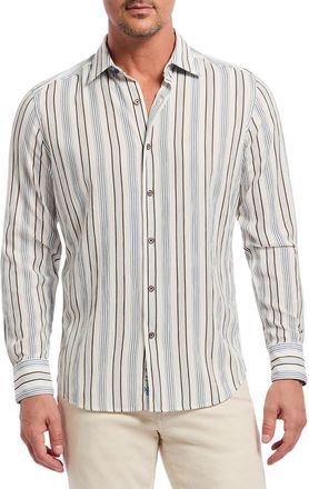 Robert Graham Stamford Stripe Button-Up Shirt in Grey Multi at Nordstrom, Size Xxx-Large