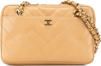 Chanel Pre-owned Womens Quilted Shoulder Bag - Beige Leather - One Size