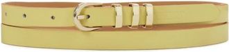 Kazar Smalle leren riem met gouden hardware - Dames - Riemen - Geel - 90 CM - Leer - Accessoires