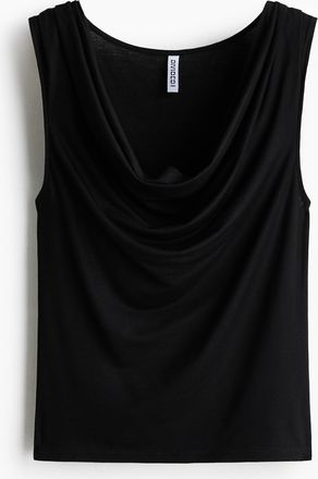 H&M Jerseytop mit Wasserfallausschnitt - Schwarz