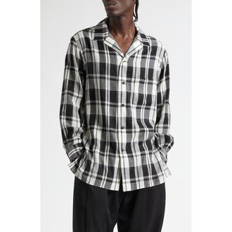 Yohji Yamamoto Khadi Plaid Button-Up Shirt in Black at Nordstrom, Size 3