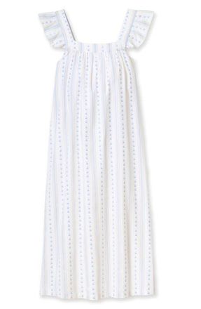 Petite Plume Clara Cotton Twill Nightgown in White at Nordstrom, Size X-Small