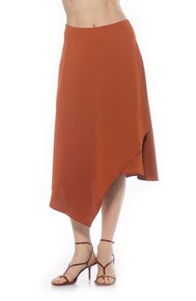 Alexia Admor Jess Asymmetric Midi Skirt in Camel at Nordstrom Rack, Size 10