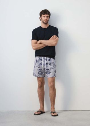 Mango Costume da bagno stampa laccio navy - Uomo - XS - MANGO MAN