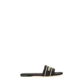 Ferragamo Logo Geborduurde Slide - Dames - Schoenen - Zwart - Maat: 35 EU Zijde