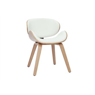 Miliboo Silla De Dise&ntilde;o Blanca Y Madera Clara Walnut