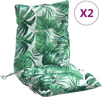 vidaXL Cojines De Silla De Respaldo Bajo 2 Uds Tela Estampado De Hojas Vidaxl