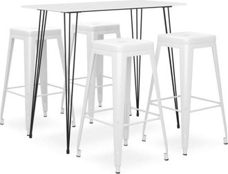 vidaXL 5 Piece Bar Set White vidaXL