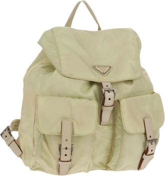 Prada Sac &Agrave; Dos Re-Nylon Nylon Beige Nylon Backpack Bag (Pre-Owned)
