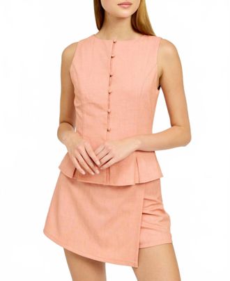 En Saison Amira Peplum Top In Orange